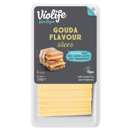 Violife Produkt na bazie oleju kokosowego o smaku gouda plastry 100 g (5 sztuk)