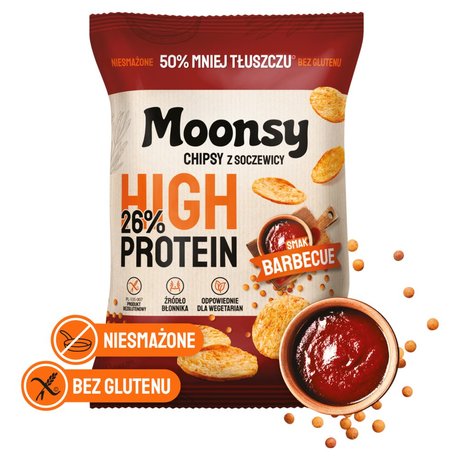 Moonsy Chipsy z soczewicy smak barbecue 60 g