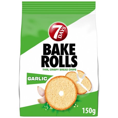 7Days Bake Rolls chipsy chlebowe z czosnkiem suszonym - 150 g