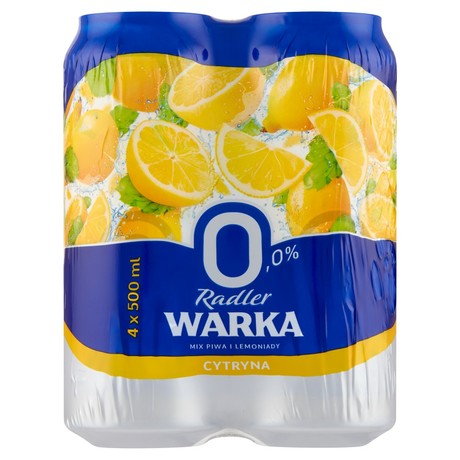 Warka Radler Piwo bezalkoholowe z lemoniadą o smaku cytrusowym 4 x 500 ml