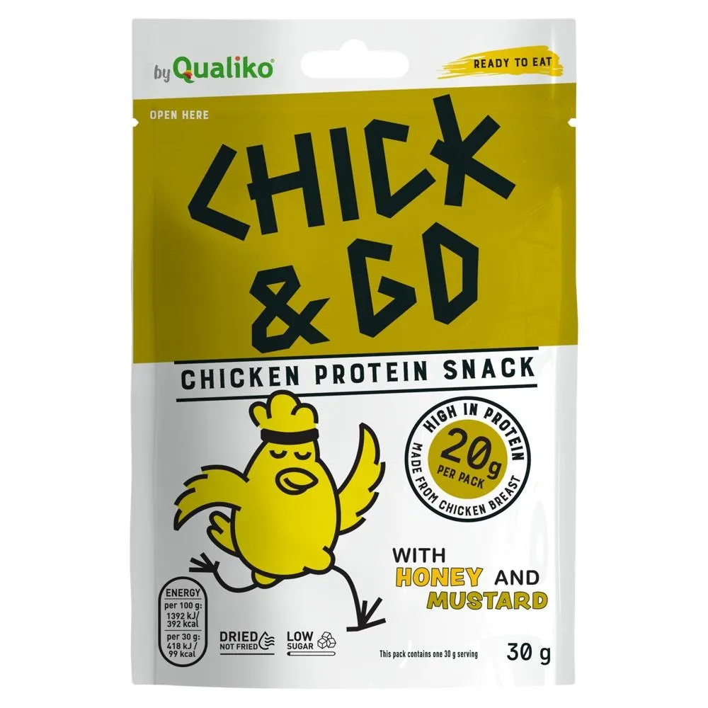 Qualiko Chick & Go Suszone filety z piersi kurczaka w marynacie z dodatkiem gorczycy i miodu 30 g