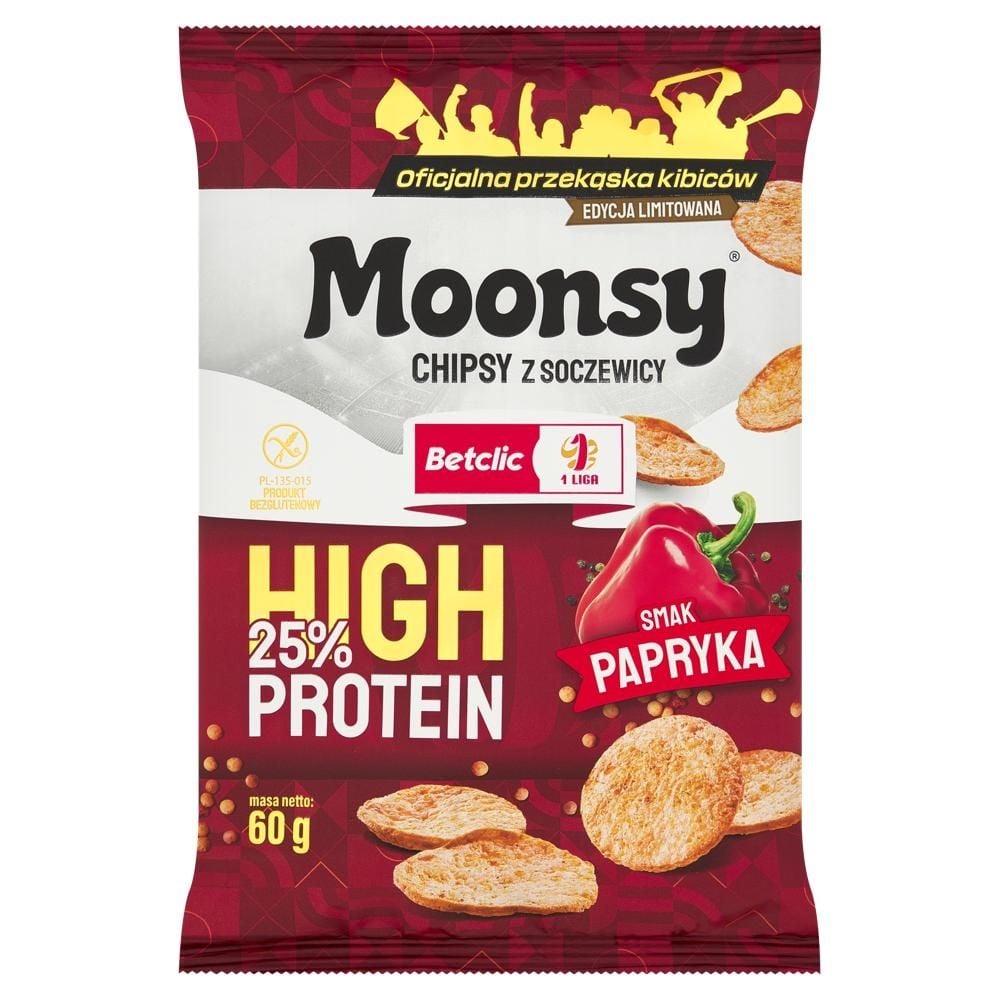 Moonsy Chipsy z soczewicy smak papryka 60 g