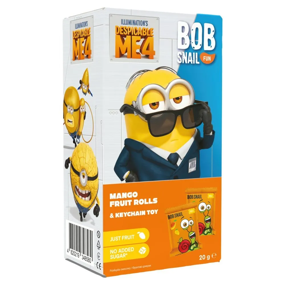 Bob Snail Zestaw przekąski owocowe mango 20 g z zabawką w formie breloka