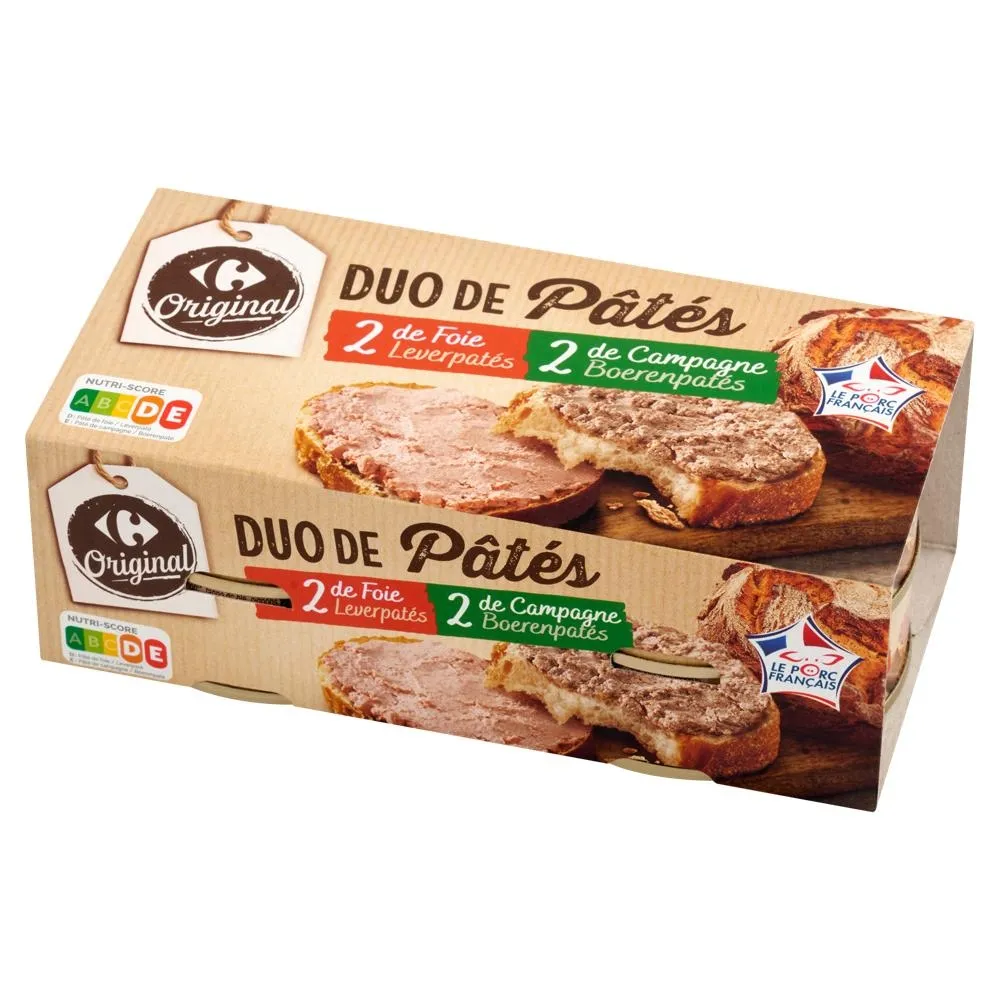 Carrefour Original Pasztet z wątróbki i pasztet wiejski 320 g (4 x 80 g)