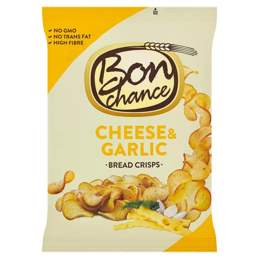 Bon Chance Chipsy chlebowe z czosnkiem i serem 120 g