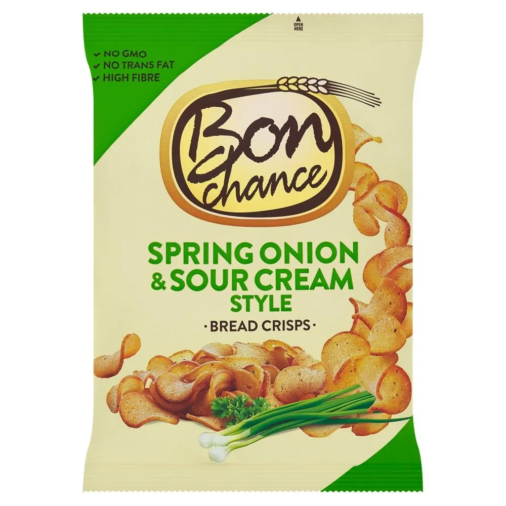 Bon Chance Chipsy chlebowe o smaku śmietany ze szczypiorkiem 120 g