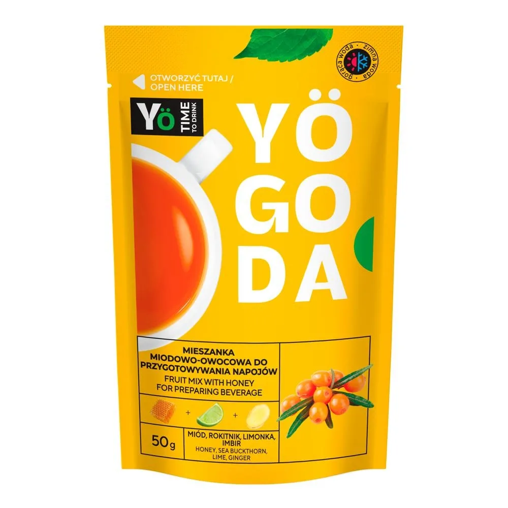 Yögoda Mieszanka miodowo-owocowa do przygotowywania napojów miód rokitnik limonka imbir 50 g