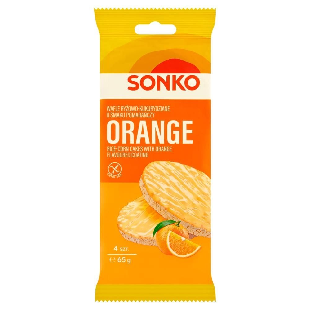 Sonko Wafle ryżowo-kukurydziane o smaku pomarańczy 65 g (4 sztuki)