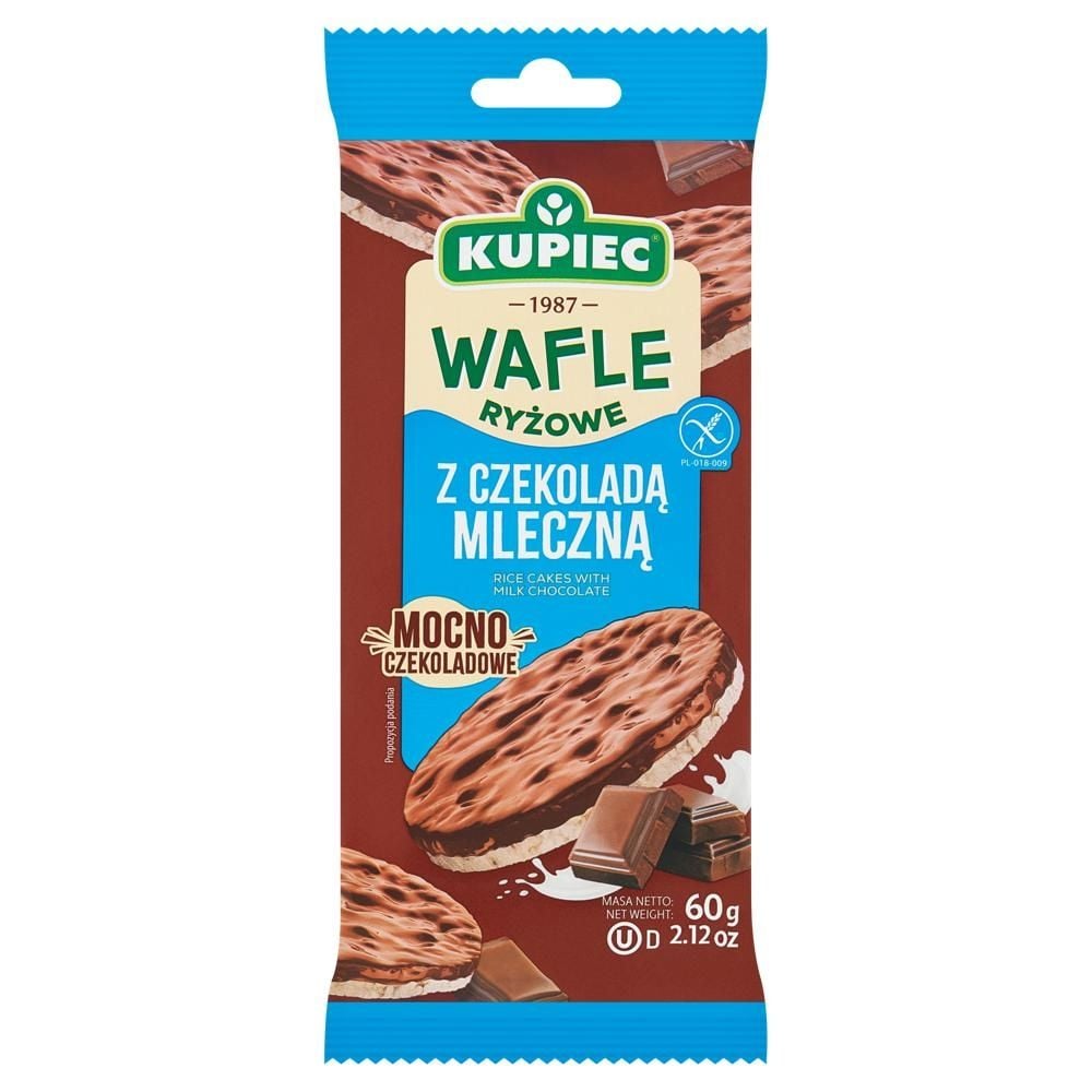 Kupiec Wafle ryżowe z czekoladą mleczną 60 g (4 sztuki)