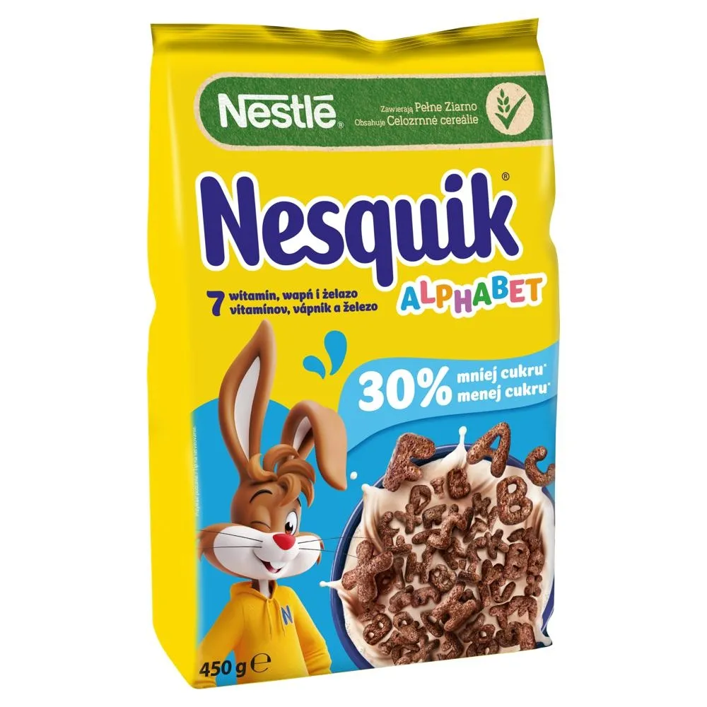 Nestlé Nesquik Alphabet Zbożowe literki o smaku czekoladowym 450 g
