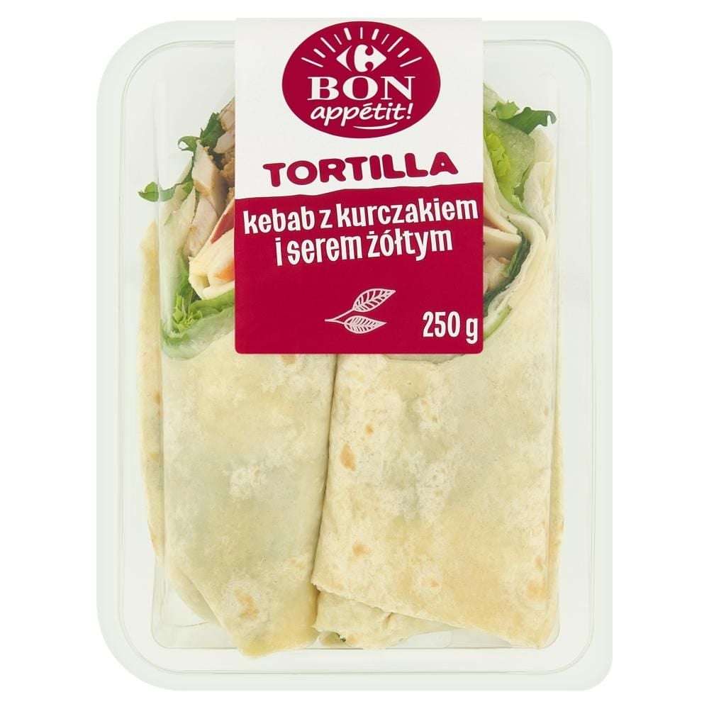 Carrefour Bon Appétit! Tortilla kebab z kurczakiem i serem żółtym 250 g