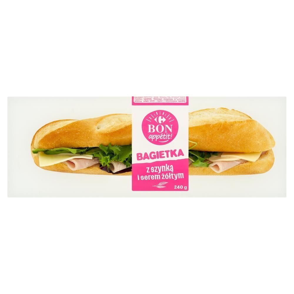 Carrefour Bon Appétit! Bagietka z szynką i serem żółtym 240 g