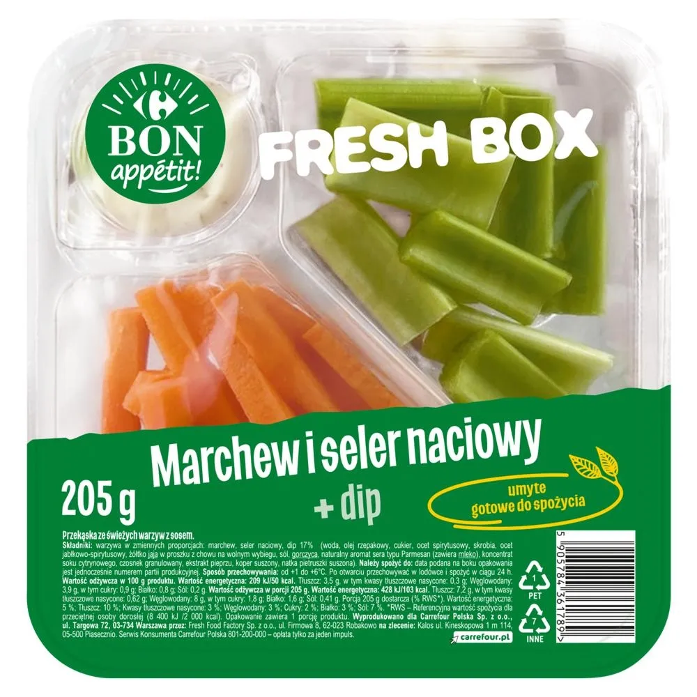 Carrefour Bon appétit! Fresh Box Marchew i seler naciowy + dip 205 g