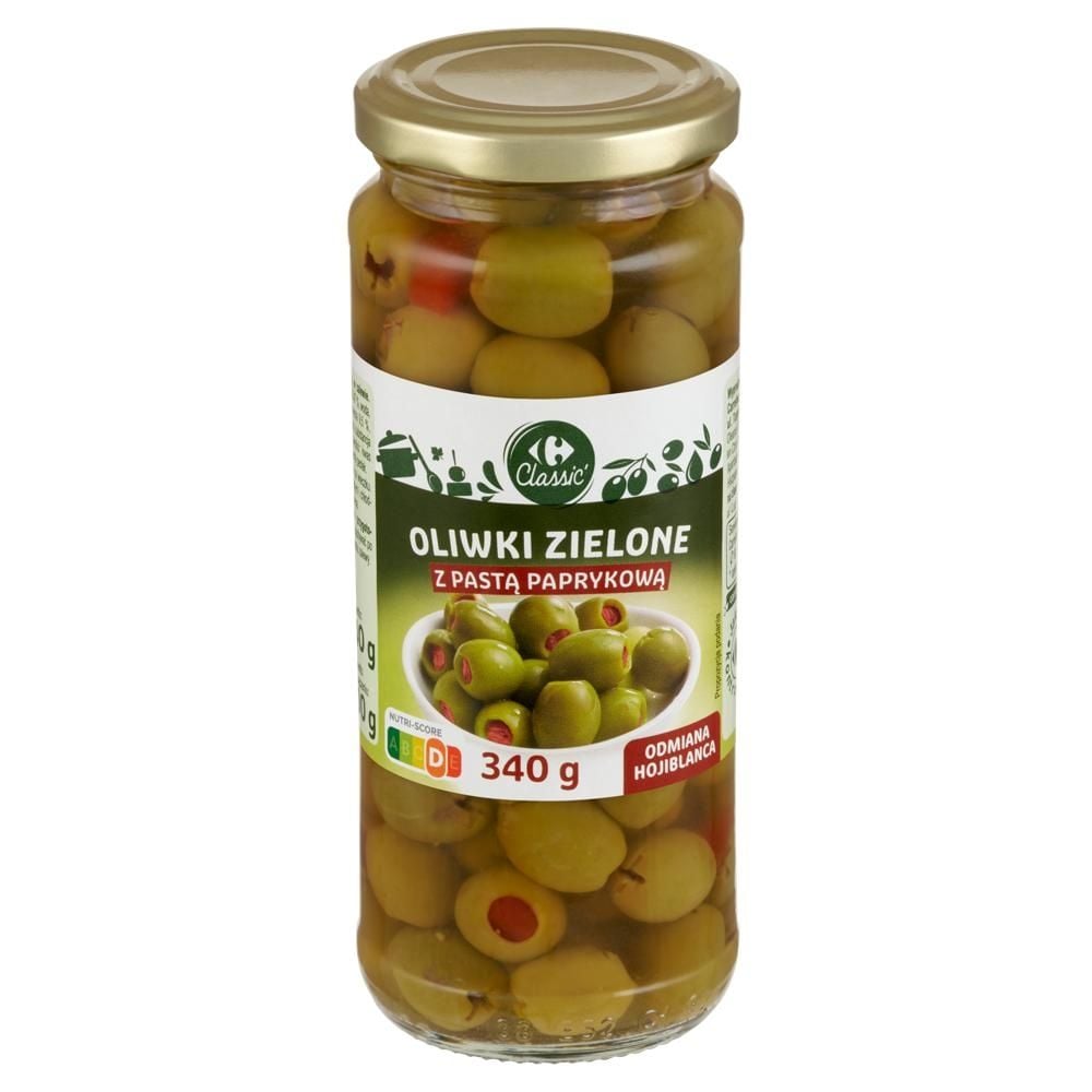 Carrefour Classic Oliwki zielone odmiana Hojiblanca z pastą paprykową 340 g