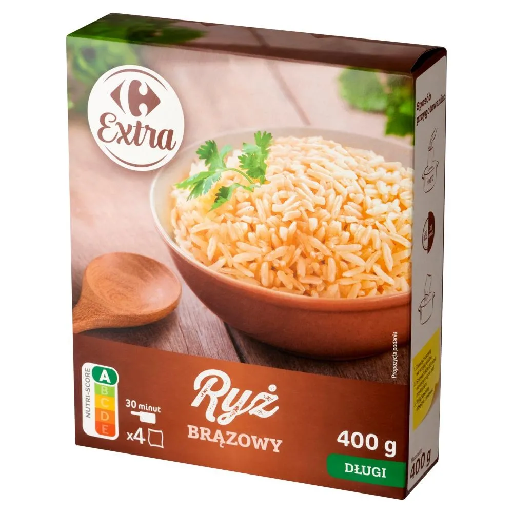Carrefour Extra Ryż brązowy długi 400 g (4 x 100 g)