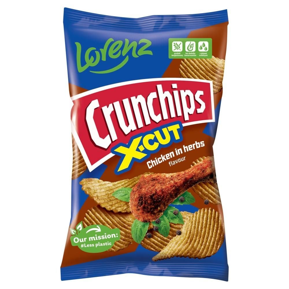 Crunchips X-Cut Chipsy ziemniaczane o smaku kurczaka w ziołach 130 g