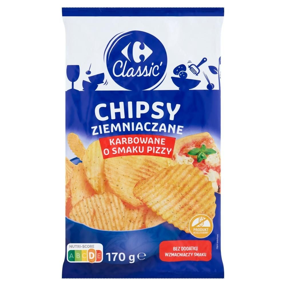 Carrefour Classic Chipsy ziemniaczane karbowane o smaku pizzy 170 g