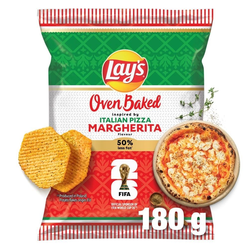 Lay's Oven Baked Pieczone formowane chipsy ziemniaczane o smaku pizzy margherita 180 g