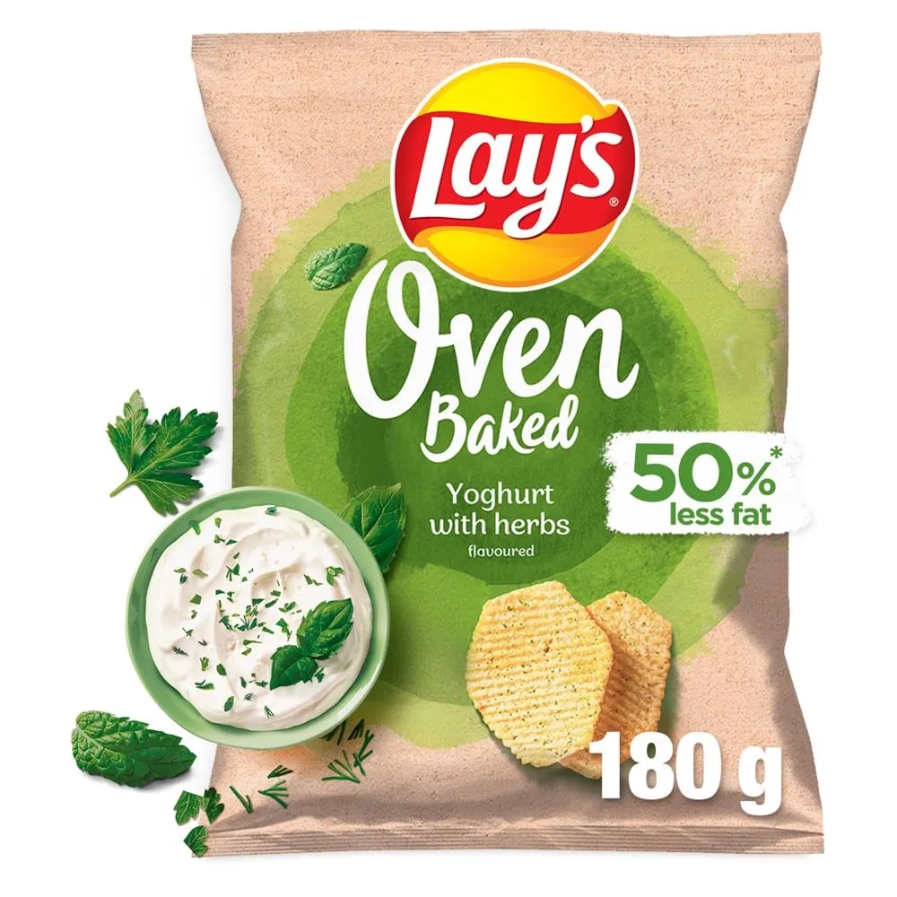 Lay's Oven Baked Pieczone formowane chipsy ziemniaczane o smaku jogurtu z ziołami 180 g