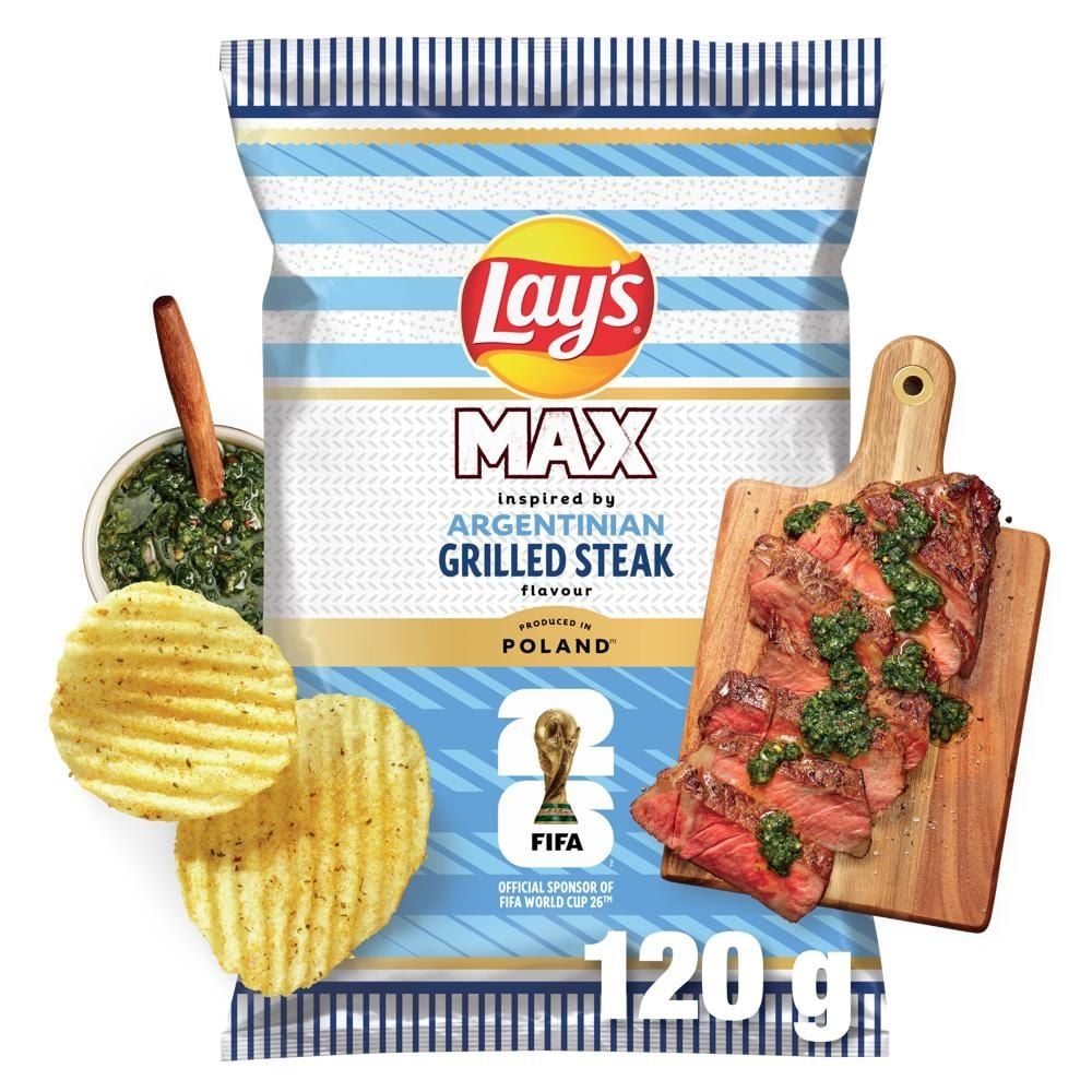Lay's Max Chipsy ziemniaczane karbowane o smaku grillowanego steku 120 g