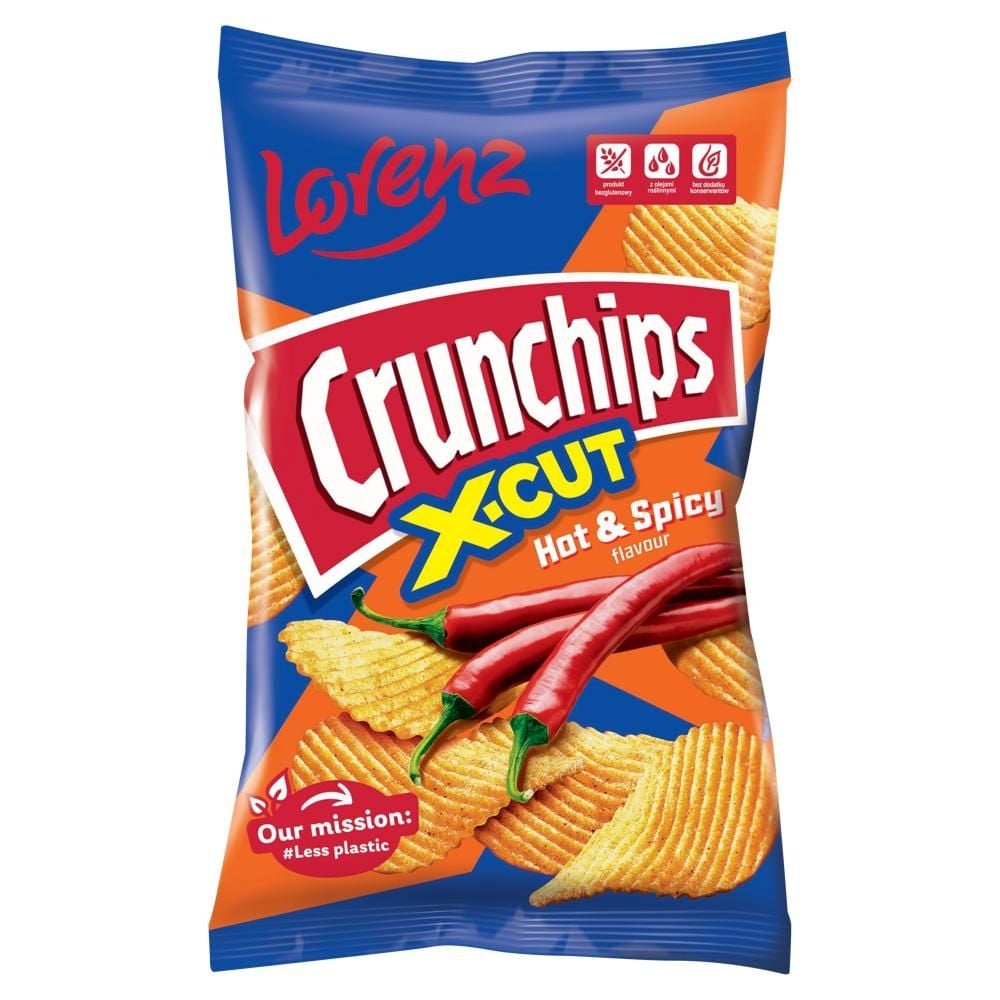 Crunchips X-Cut Chipsy ziemniaczane o smaku ostro-pikantnym 130 g