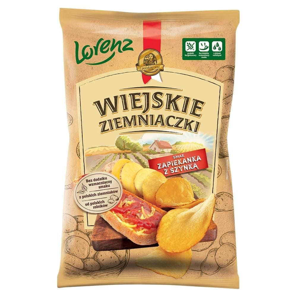 Wiejskie Ziemniaczki Chipsy ziemniaczane smak zapiekanka z szynką 130 g
