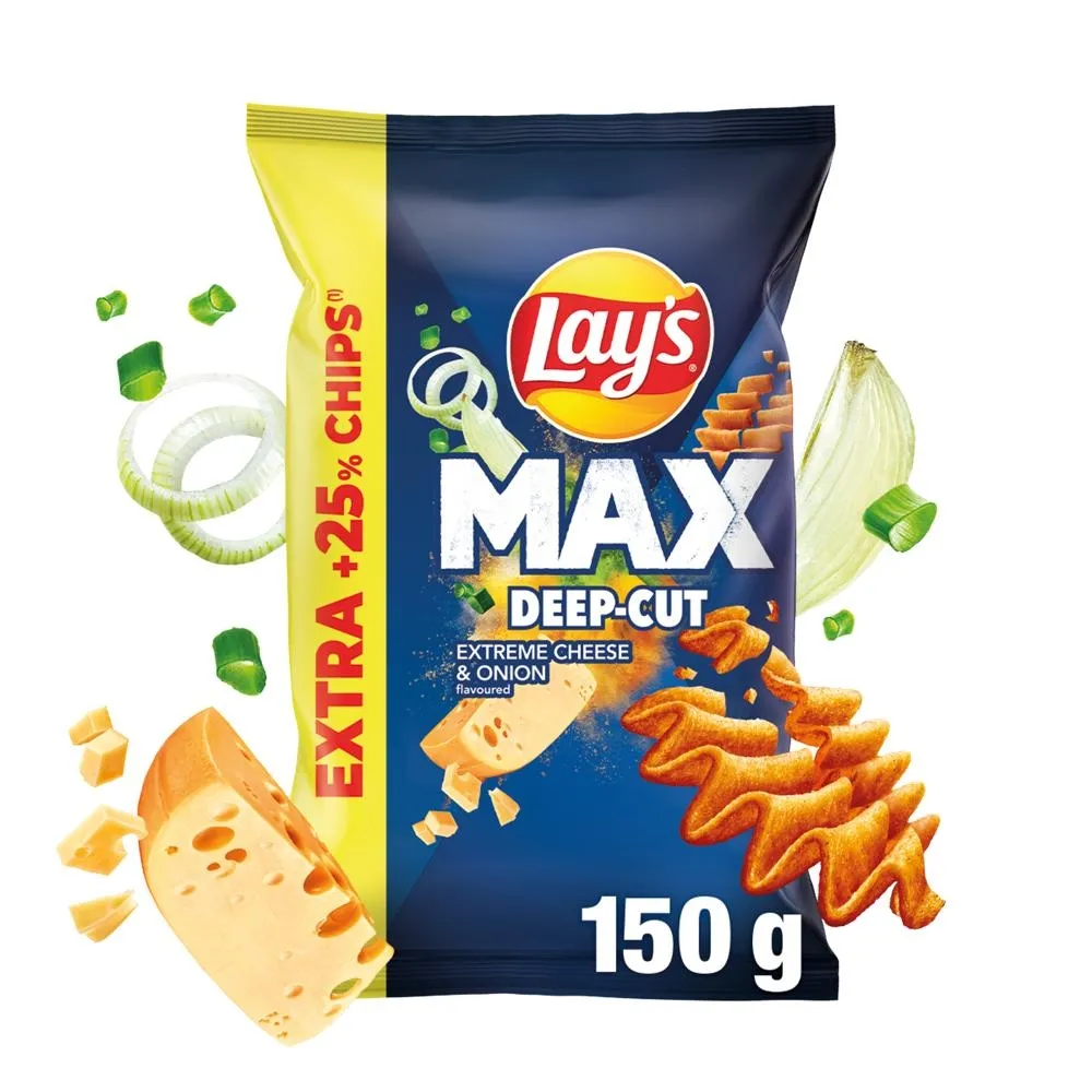 Lay's Max Deep-Cut Chipsy ziemniaczane o smaku sera i cebulki 120 g