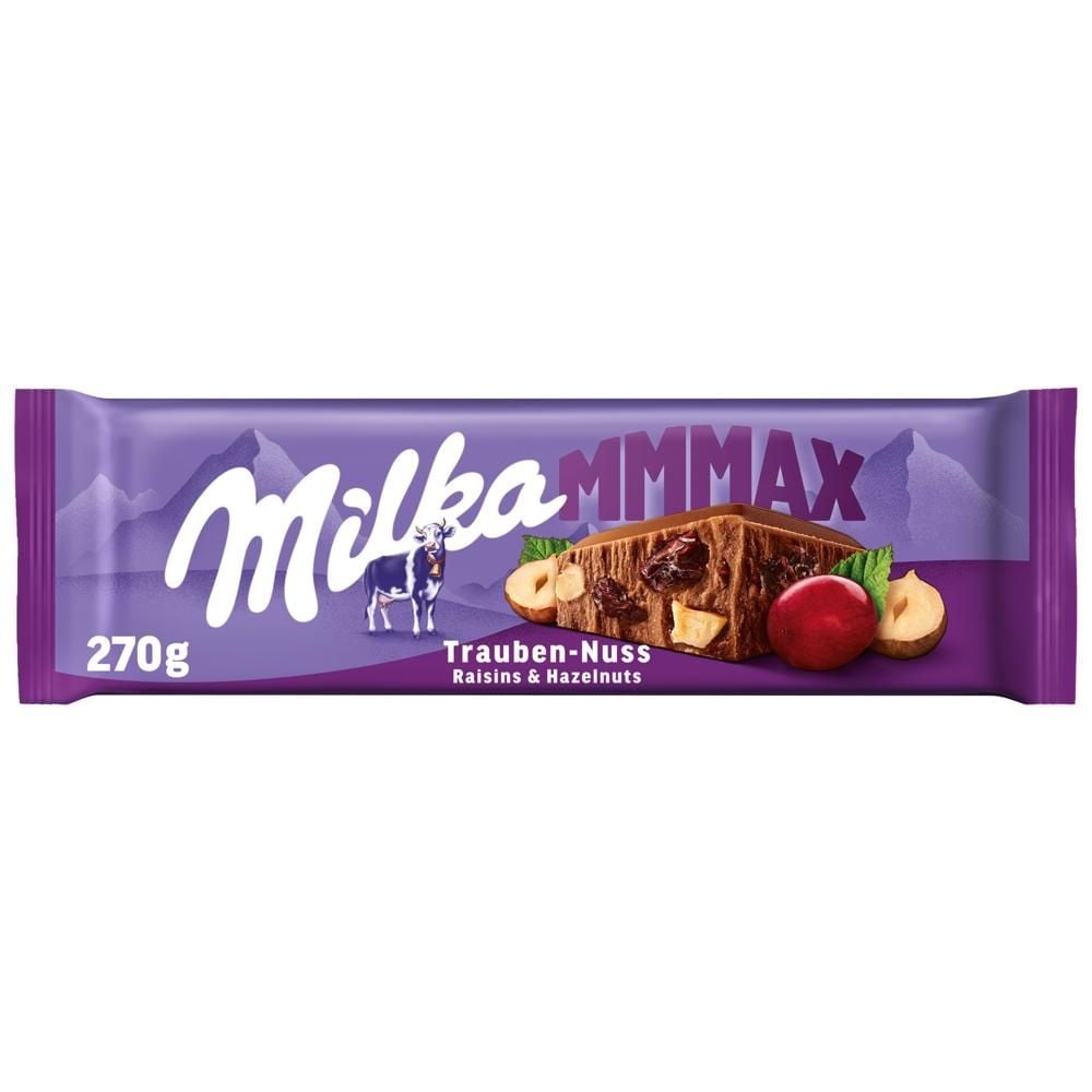 MILKA MLECZNA Z ORZECHAMI I RODZYNKAMI TABLICZKA CZEKOLADY 270 g