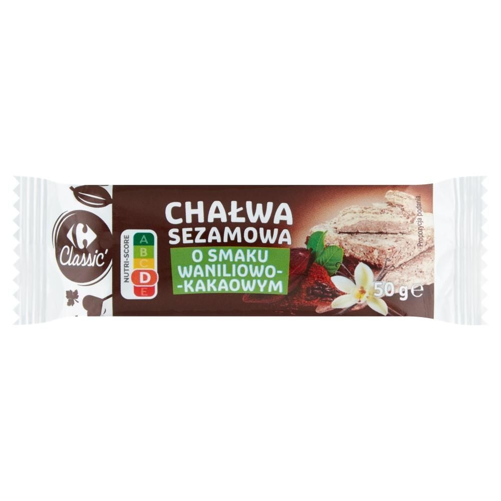 Carrefour Classic Chałwa sezamowa o smaku waniliowo-kakaowym 50 g