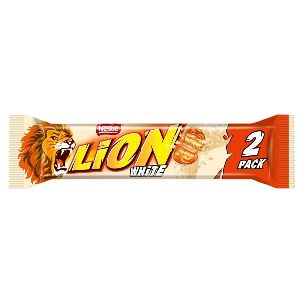 Lion White Nadziewany wafel z karmelem i płatkami pszennymi w białej polewie 60 g (2 x 30 g)