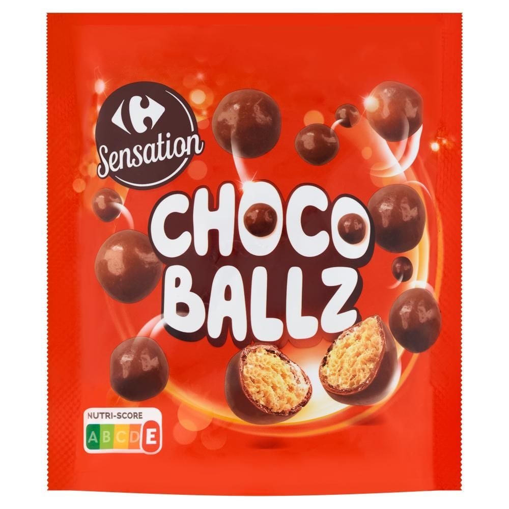 Carrefour Sensation Chrupiące kulki zbożowe oblane czekoladą mleczną 175 g