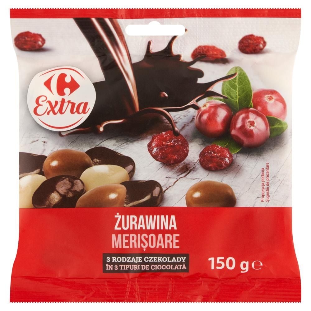 Carrefour Extra Żurawina 3 rodzaje czekolady 150 g
