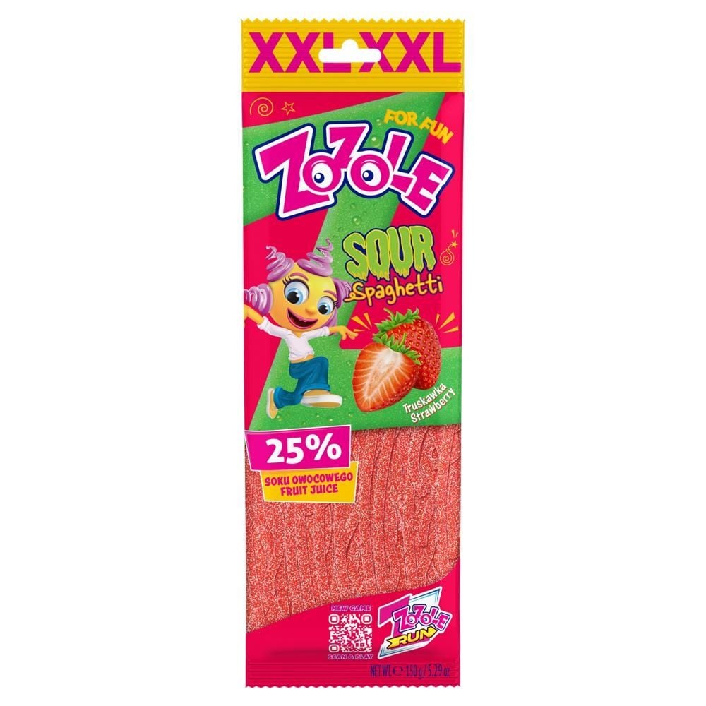 Zozole Sour Spaghetti Żelki o smaku truskawkowym 145 g