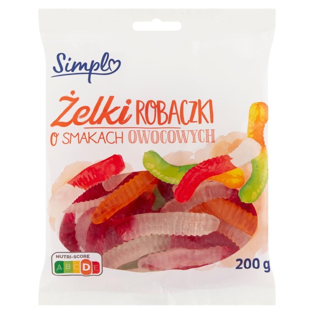 Simpl Żelki robaczki o smakach owocowych 200 g