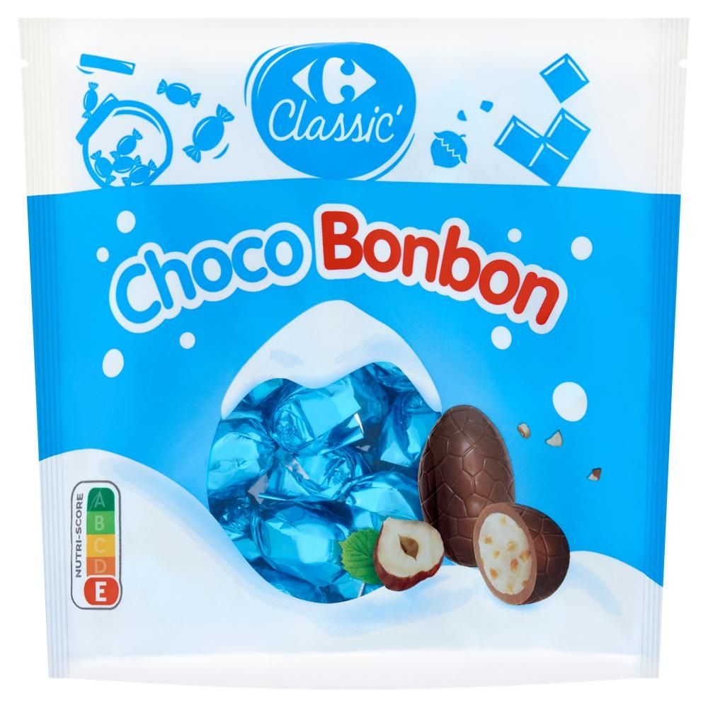Carrefour Classic Cukierki z czekolady mlecznej z nadzieniem z kawałkami orzechów laskowych 200 g