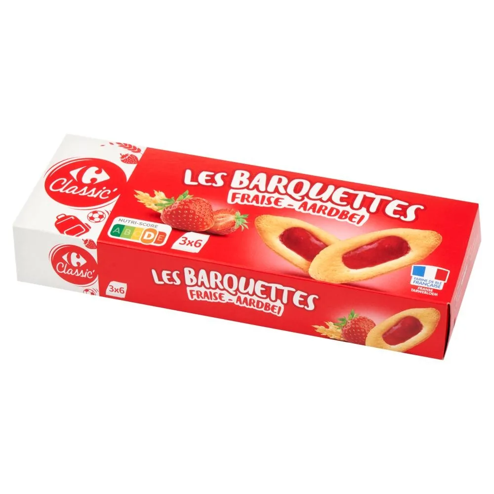 Carrefour Classic Biszkopty z nadzieniem o smaku truskawkowym 120 g