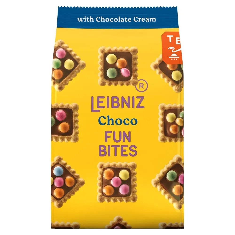 Leibniz Fun Bites Herbatniki z kremem czekoladowym z drażami 100 g