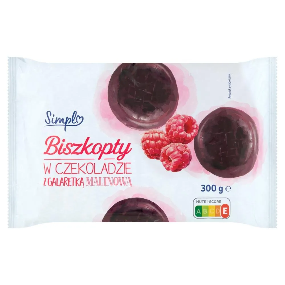 Simpl Biszkopty w czekoladzie z galaretką malinową 300 g