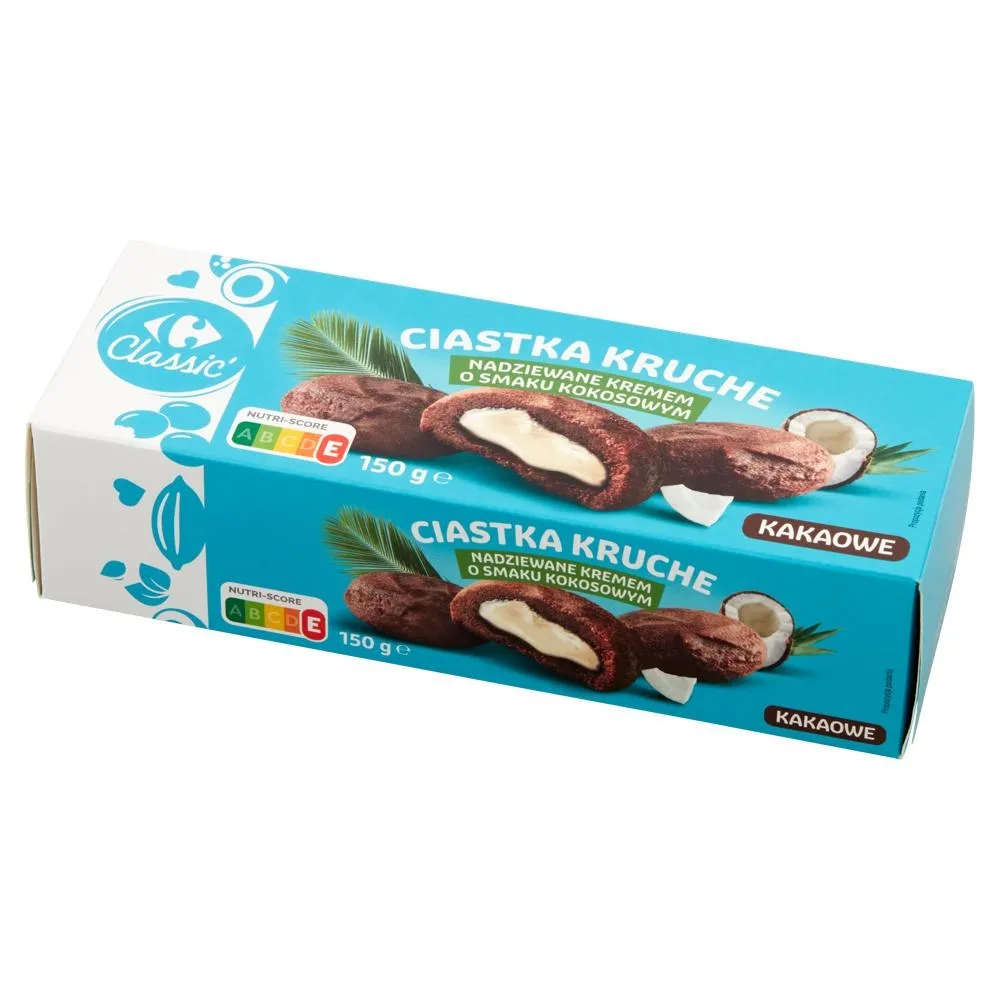Carrefour Classic Ciastka kruche nadziewane kremem o smaku kokosowym 150 g