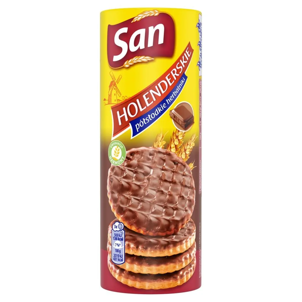 San Holenderskie herbatniki półsłodkie oblane czekoladą mleczną - 170 g