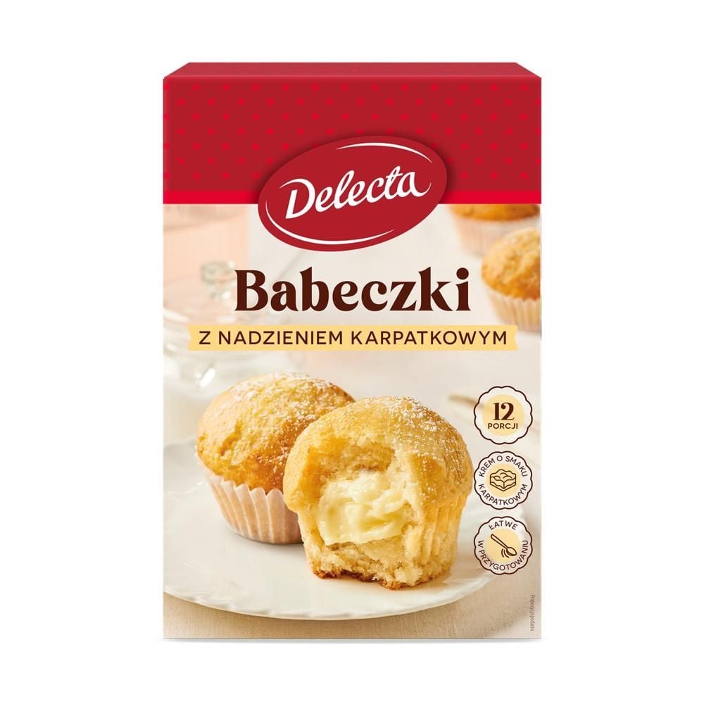 Delecta Babeczki z nadzieniem karpatkowym mieszanka do domowego wypieku ciasta 320 g