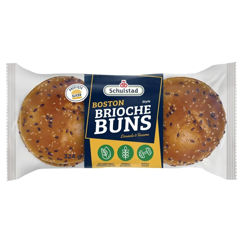 Schulstad Bułki pszenne w stylu brioche z siemieniem lnianym i nasionami sezamu 324 g (4 x 81 g)