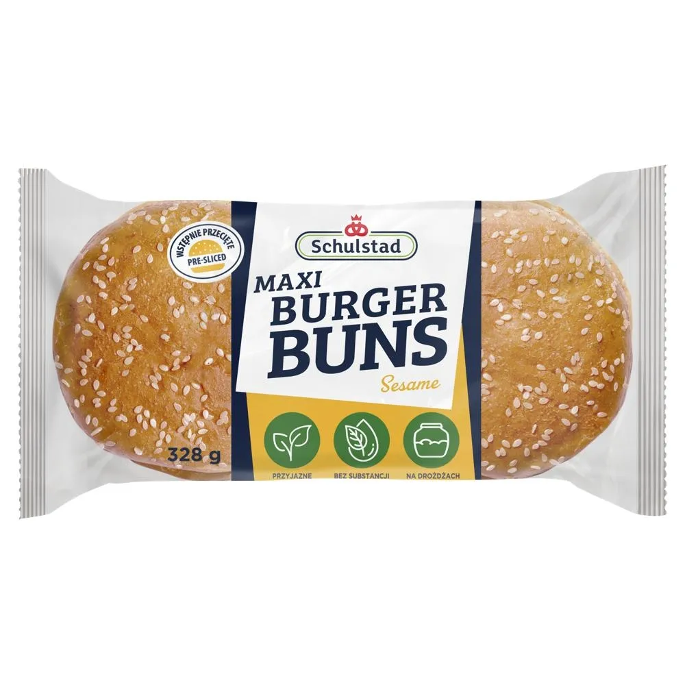 Schulstad Maxi Sesame Bułki pszenne do przygotowywania hamburgerów 328 g (4 x 82 g)