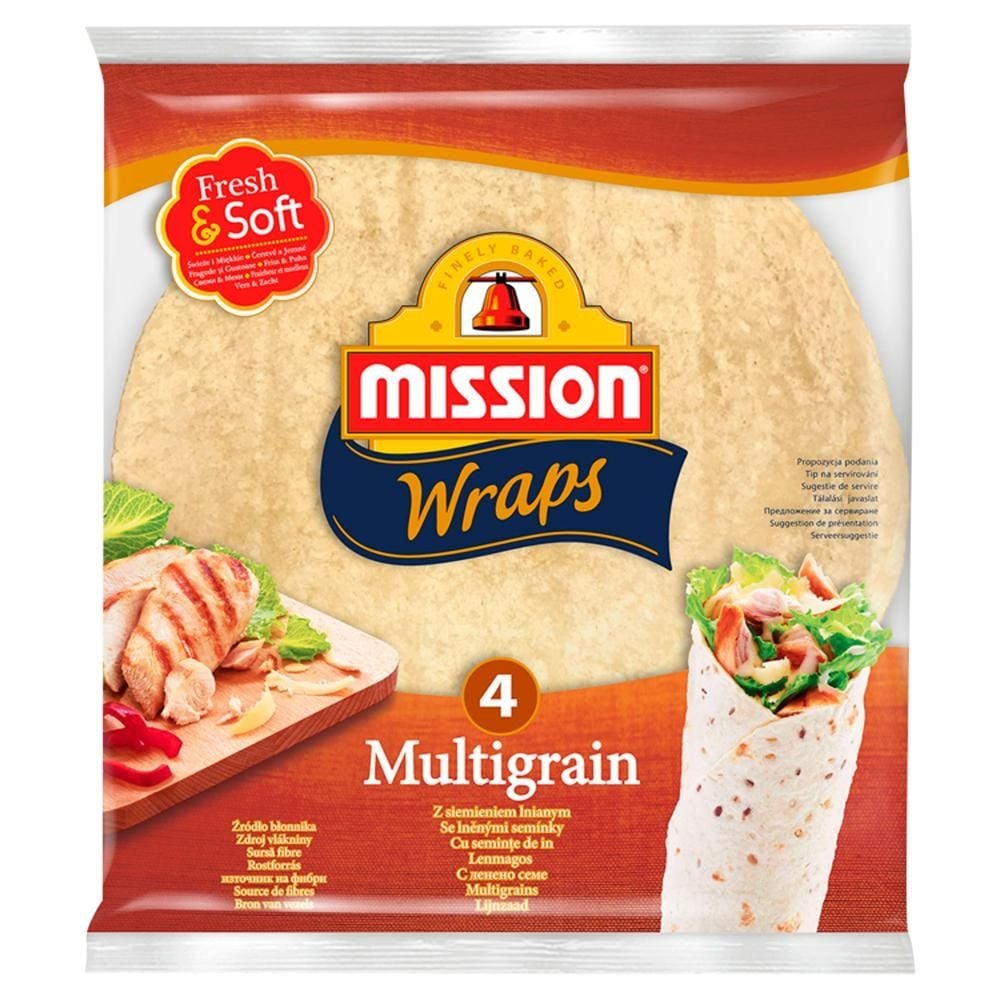 Mission Wraps Tortille z mąki pszennej z siemieniem lnianym 245 g (4 sztuki)