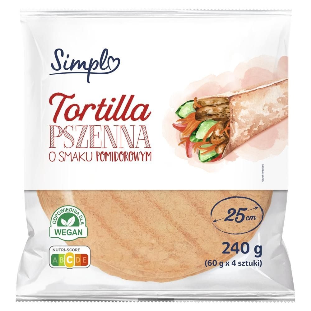 Simpl Tortilla pszenna o smaku pomidorowym 240 g (4 x 60 g)