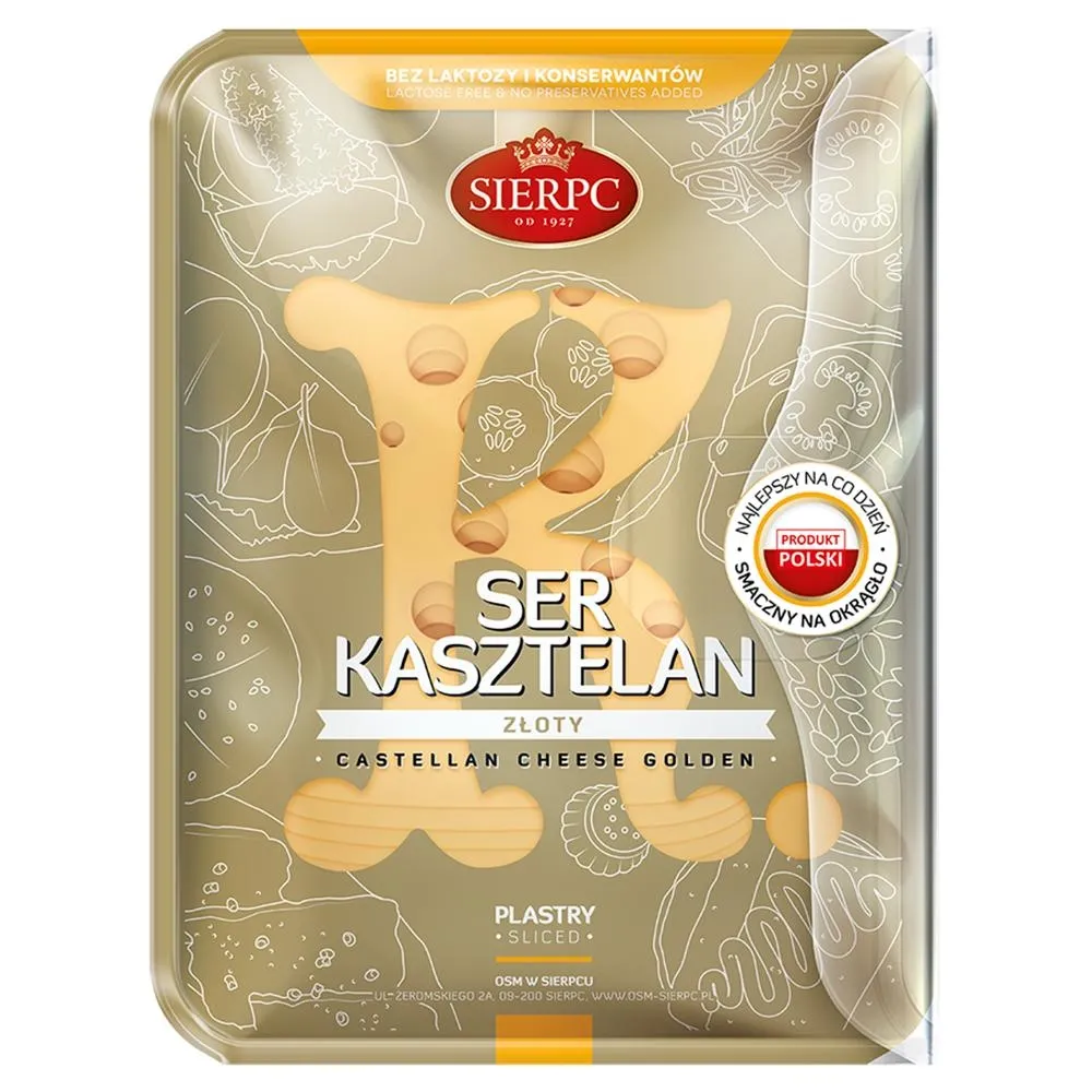 Sierpc Ser kasztelan złoty plastry 135 g