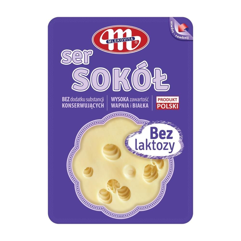 Mlekovita Ser Sokół bez laktozy dojrzewający plastry 150g