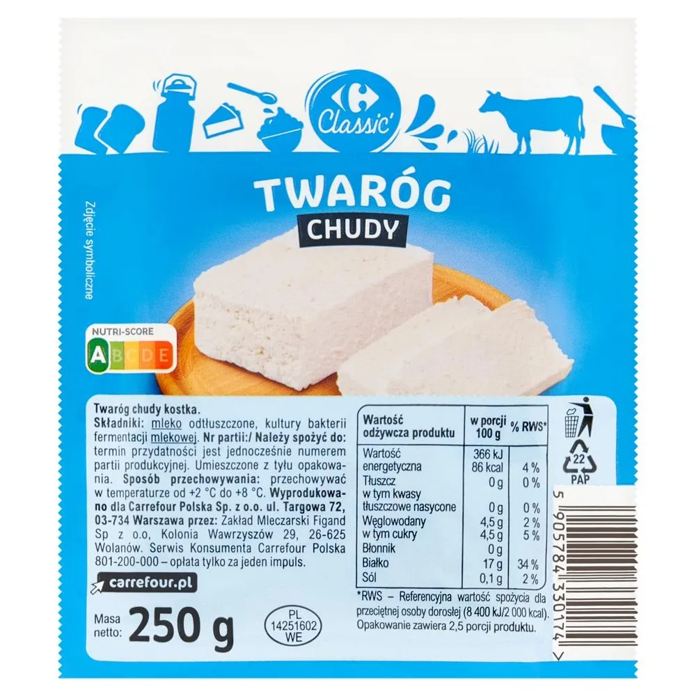 Carrefour Classic Twaróg chudy 250 g