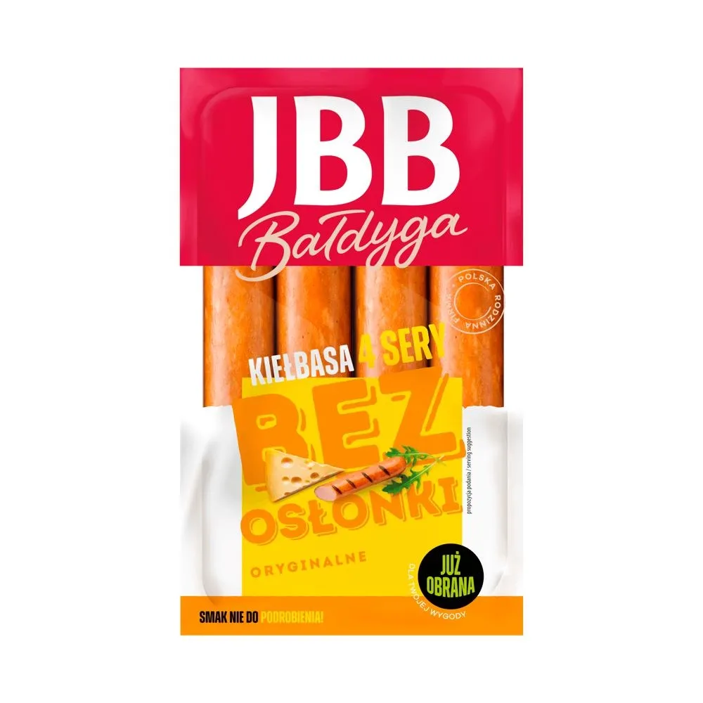 JBB Bałdyga Kiełbasa 4 sery bez osłonki 330 g