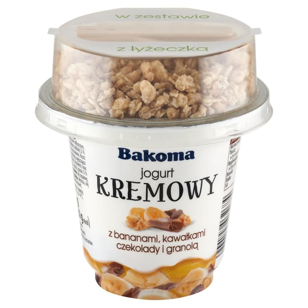 Bakoma Jogurt kremowy z bananami kawałkami czekolady i granolą 230 g
